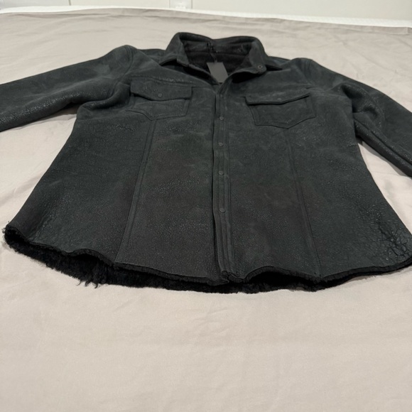 Ari Shearling Jacket Men’s Colt Leather Jacket Made in Italy Sz 54, Snap Button - Picture 9 of 14